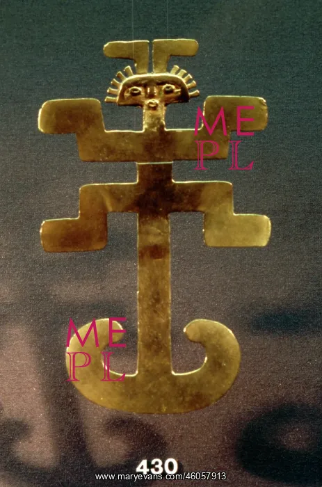 : Pre-Columbian gold pectoral in human shape : Pre-Columbian gold pectoral in human shape