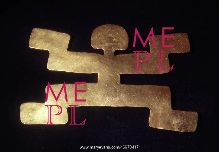 : Pre-Columbian gold pectoral in human shape : Pre-Columbian gold pectoral in human shape