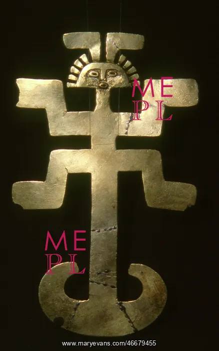: Pre-Columbian gold pectoral in human shape : Pre-Columbian gold pectoral in human shape