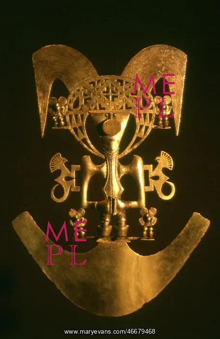 : Pre-Columbian gold pectoral in human shape : Pre-Columbian gold pectoral in human shape