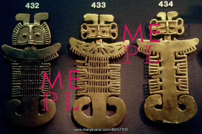  : Pre-Columbian gold pectorals in human shape