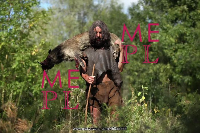 : Prehistoric hunting scene : Prehistoric hunting scene