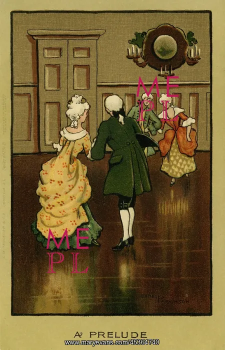 : A prelude. A play on words.Two couples meeting in a dance. Artist: Ethel Parkinson : A prelude. A play on words.Two couples meeting in a dance. Artist: Ethel Parkinson