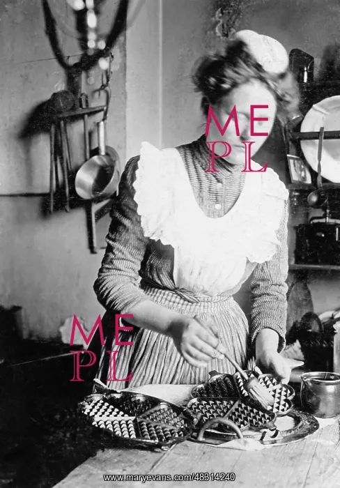 : Preparation of waffles, 1910 : Preparation of waffles, 1910