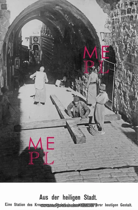 : Preparations for the stations of the cross in Jerusalem : Preparations for the stations of the cross in Jerusalem
