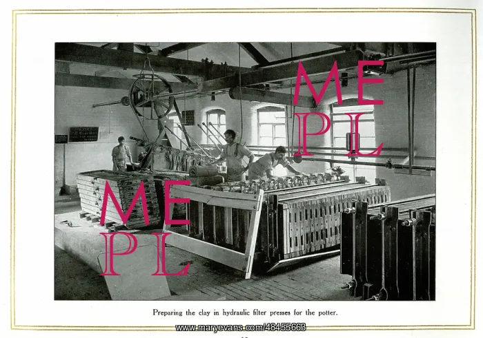 : Preparing clay in hydraulic filter presses, Alfred Meakin : Preparing clay in hydraulic filter presses, Alfred Meakin