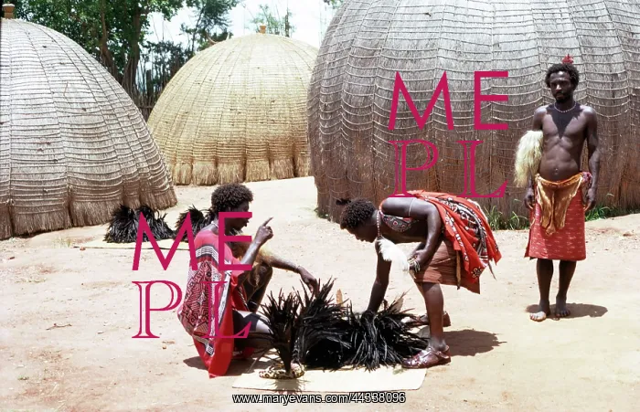  : Preparing headdresses, beehive huts