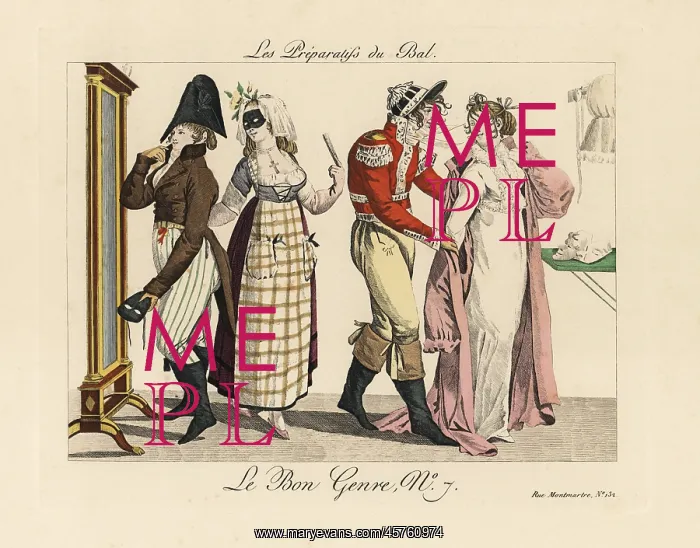 : Preparing for a masked ball, 1800s : Preparing for a masked ball, 1800s