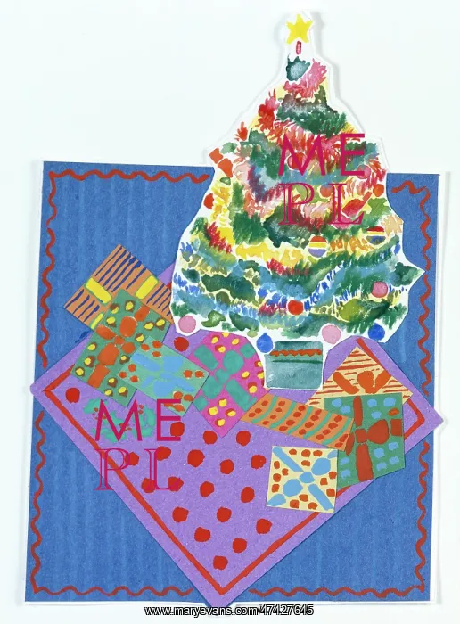  : Presents under Christmas Tree ? paper collage