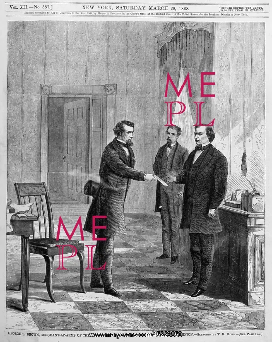 : President Andrew Johnson. being served impeachment ? : President Andrew Johnson. being served impeachment ?
