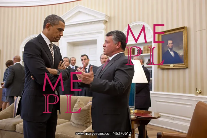 : President Barack Obama talks with King Abdullah : President Barack Obama talks with King Abdullah