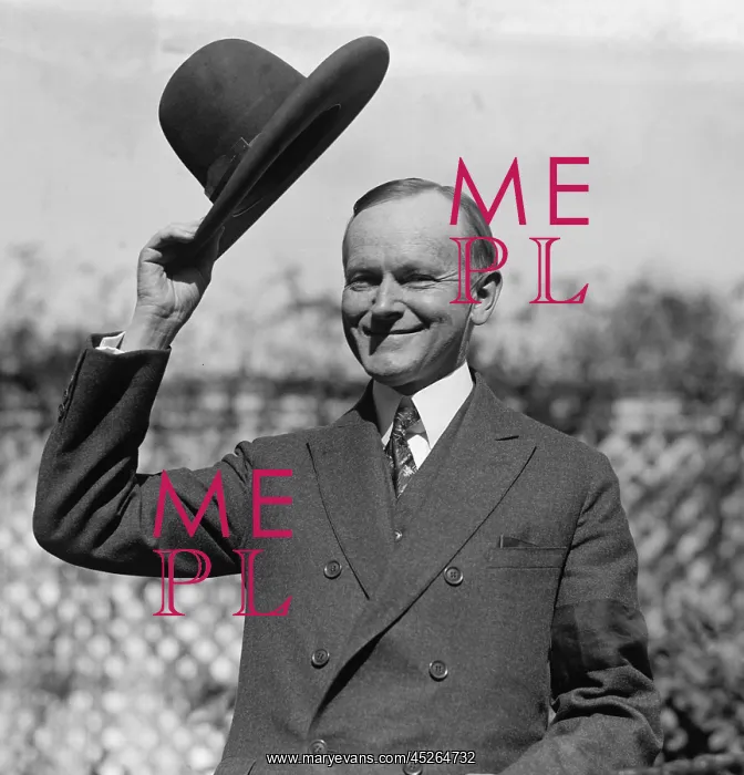 : President Calvin Coolidge waves a hat : President Calvin Coolidge waves a hat