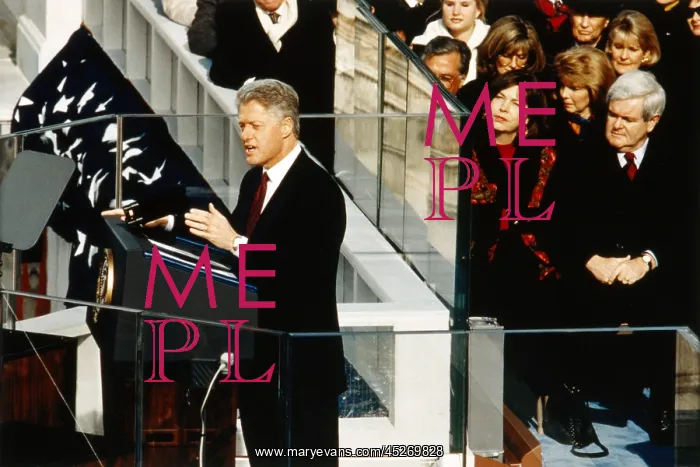 : President Bill Clinton delivering his second inaugural : President Bill Clinton delivering his second inaugural