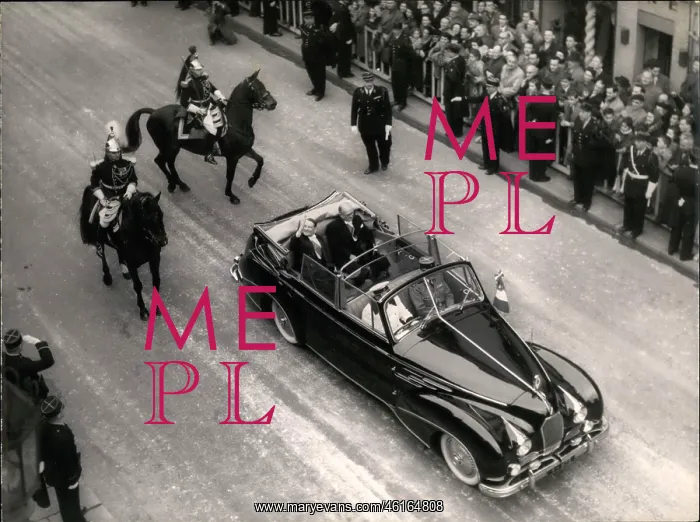 : President Coty and former President Auriol in open car : President Coty and former President Auriol in open car