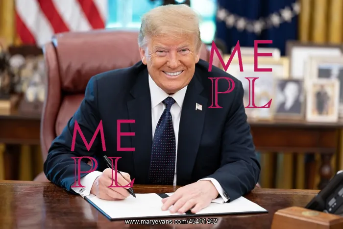 : President Donald Trump smiles into the camera : President Donald Trump smiles into the camera