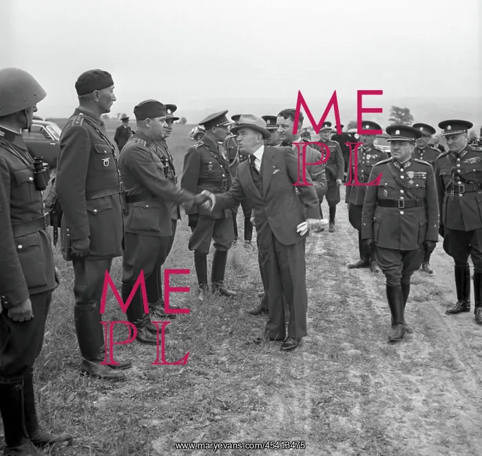  : President Edvard Benes, with bow tie, during air raid drill