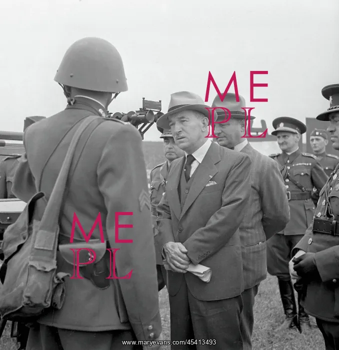 : President Edvard Benes, with bow tie, during air raid drill : President Edvard Benes, with bow tie, during air raid drill