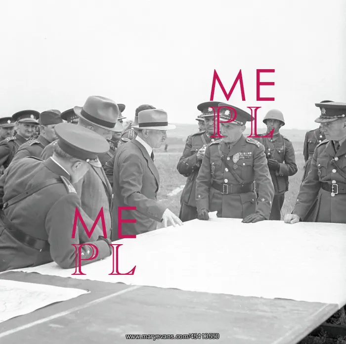 : President Edvard Benes, with bow tie, during air raid drill : President Edvard Benes, with bow tie, during air raid drill
