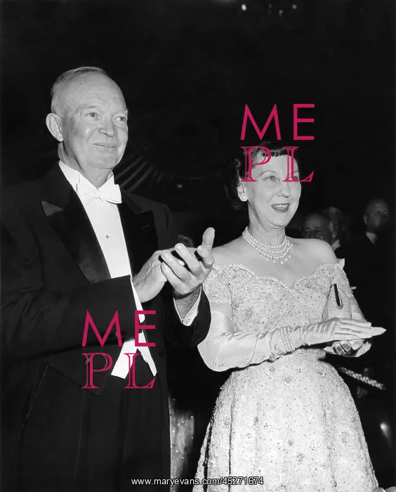 : President Eisenhower and First Lady Mamie at an : President Eisenhower and First Lady Mamie at an