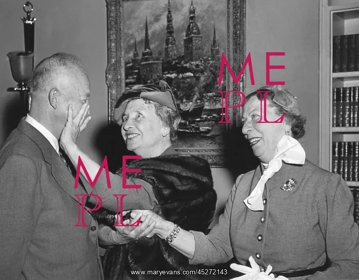 : President Eisenhower with Helen Keller and her : President Eisenhower with Helen Keller and her