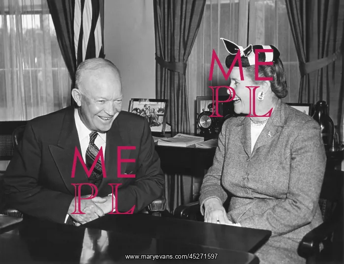 : President Eisenhower with Senator Eva Kelley Bowring : President Eisenhower with Senator Eva Kelley Bowring