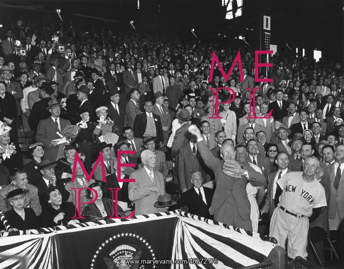 : President Eisenhower throwing out the first ball : President Eisenhower throwing out the first ball