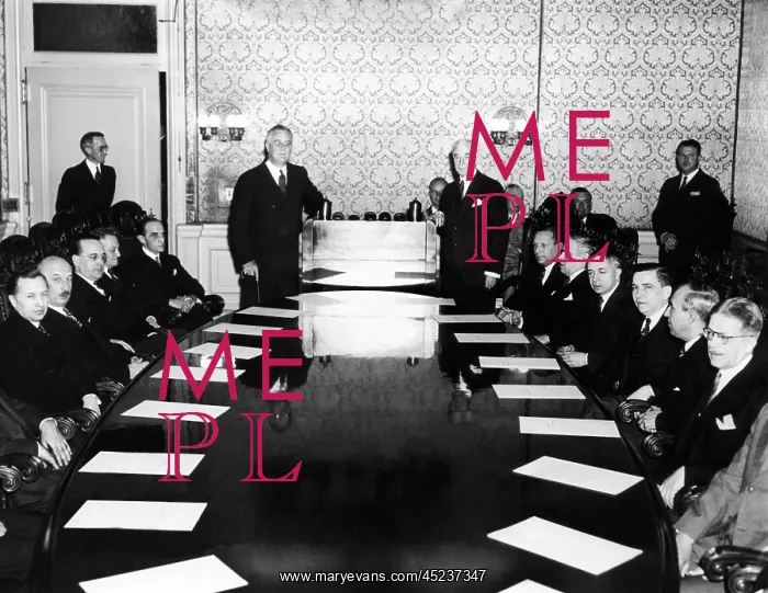 : President Franklin Roosevelt (standing left) ? : President Franklin Roosevelt (standing left) ?