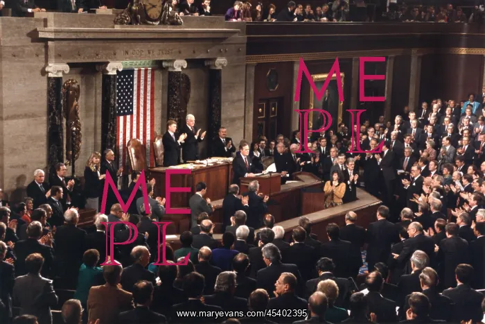 : President George H.W. Bush delivering the state : President George H.W. Bush delivering the state