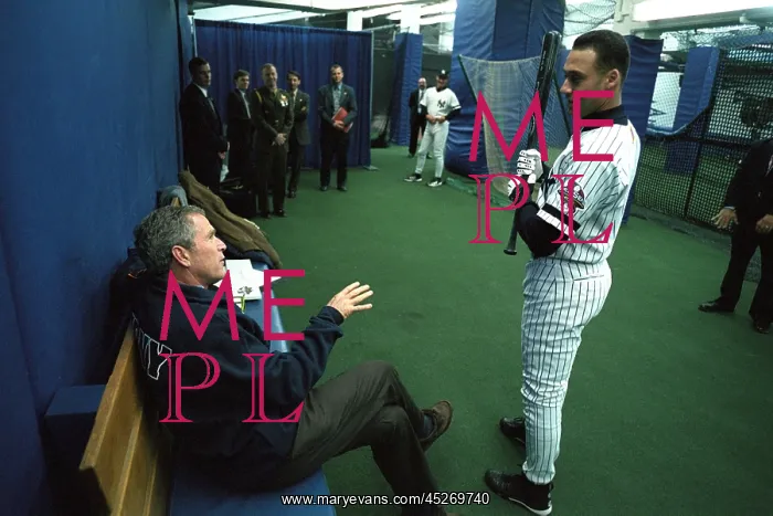 : President George W. Bush Derek Jeter before the : President George W. Bush Derek Jeter before the
