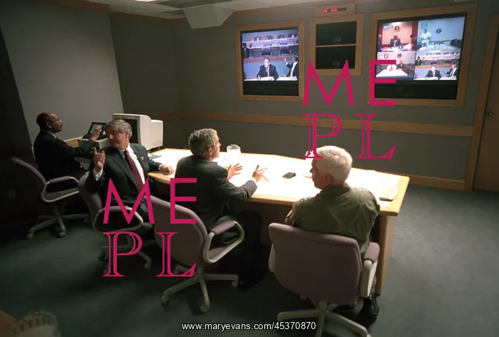: President George W. Bush in a multiscreen video : President George W. Bush in a multiscreen video