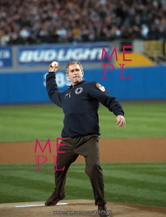: President George W. Bush throws the ceremonial first : President George W. Bush throws the ceremonial first