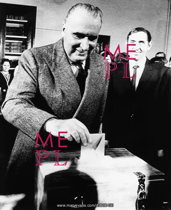 : President Georges Pompidou casts his ballot in : President Georges Pompidou casts his ballot in