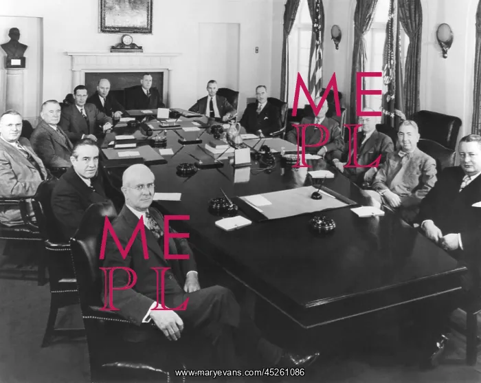 : President Harry Truman with his Cabinet and other : President Harry Truman with his Cabinet and other