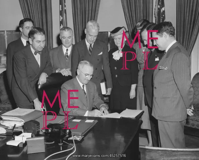: President Harry Truman with members of Conference : President Harry Truman with members of Conference
