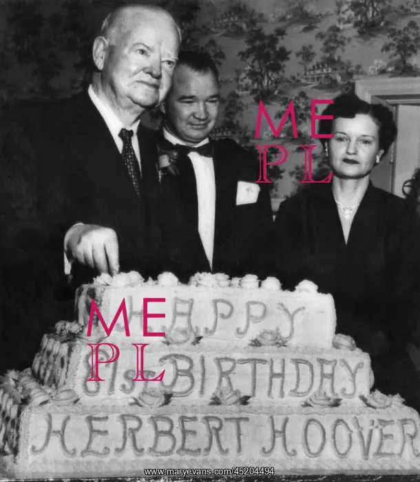 : Former President Herbert Hoover (left), ? : Former President Herbert Hoover (left), ?