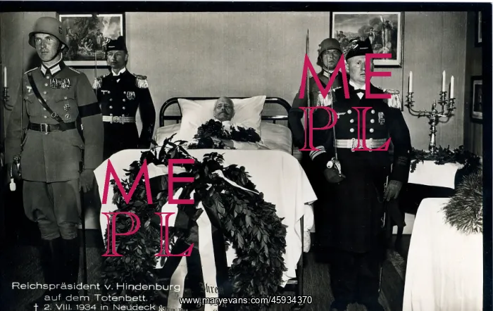 : President Hindenburg on his death bed : President Hindenburg on his death bed