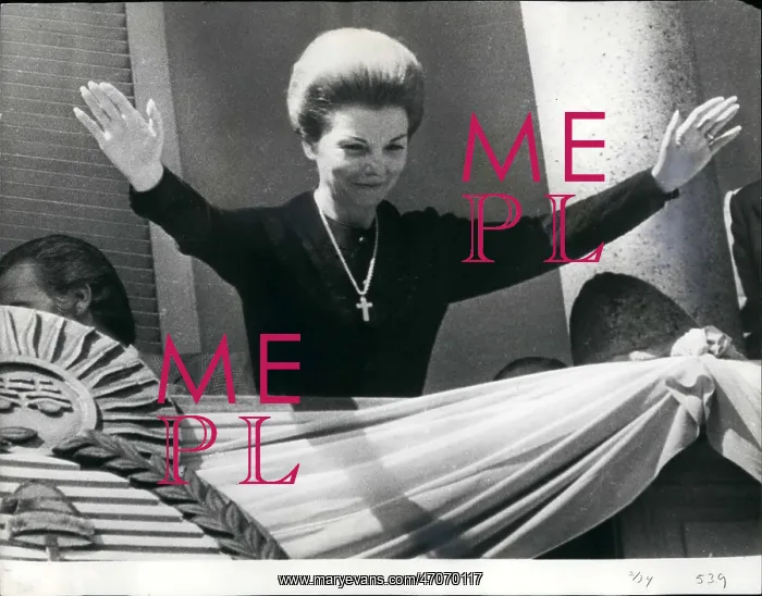 : President Isabel Peron of Argentina on a balcony : President Isabel Peron of Argentina on a balcony