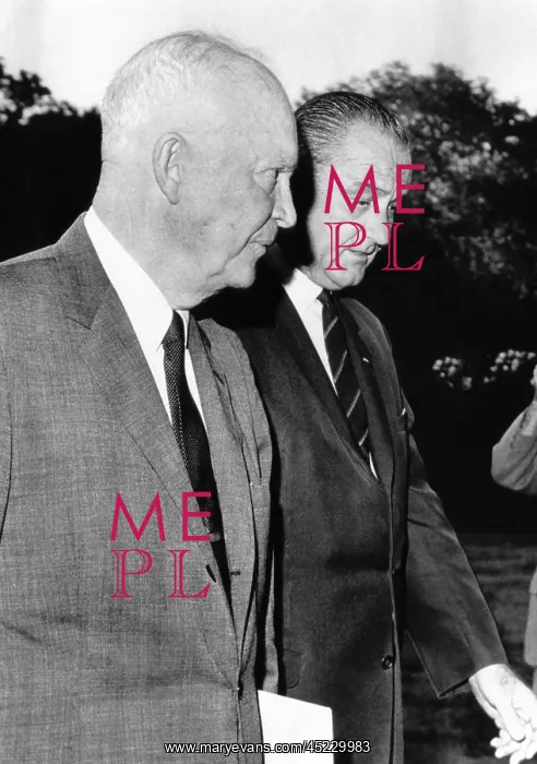 : President Johnson walks with former President ? : President Johnson walks with former President ?