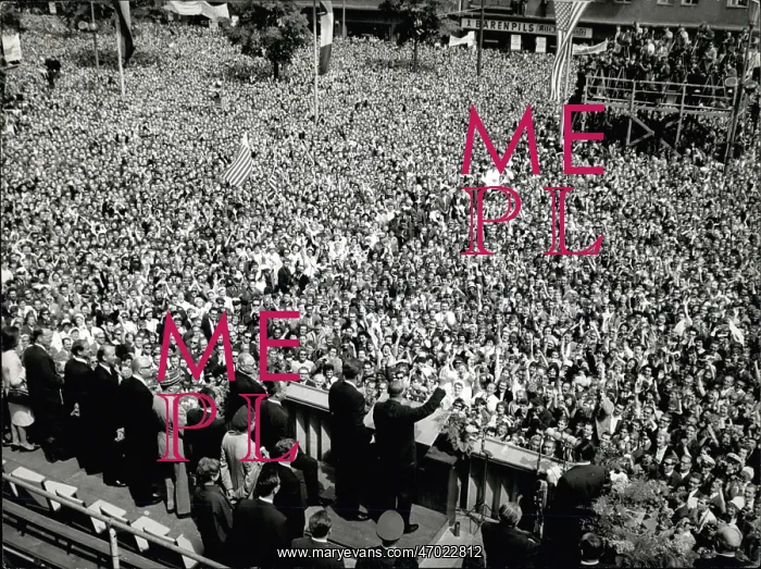 : President Kennedy speaking to large crowd in Berlin : President Kennedy speaking to large crowd in Berlin