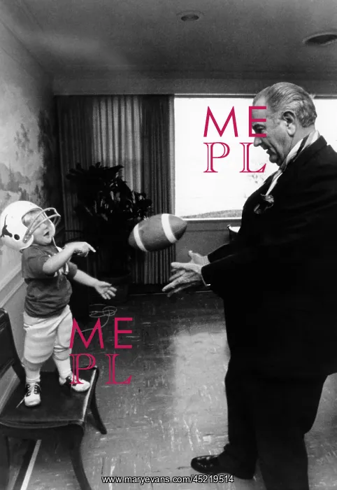 : Former President Lyndon Johnson plays with ? : Former President Lyndon Johnson plays with ?