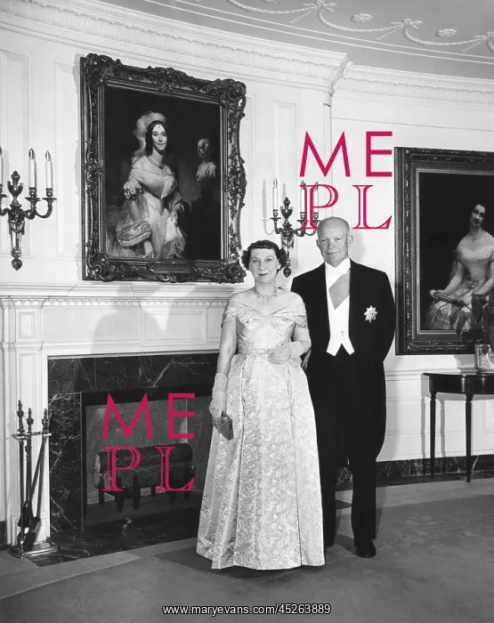 : President and Mamie Eisenhower before a dinner : President and Mamie Eisenhower before a dinner