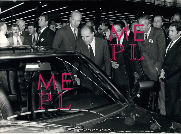 : President Mitterrand at car show, Versailles : President Mitterrand at car show, Versailles