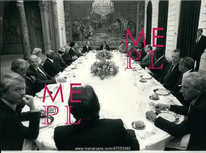 : President Mitterrand at UN conference lunch, Paris : President Mitterrand at UN conference lunch, Paris