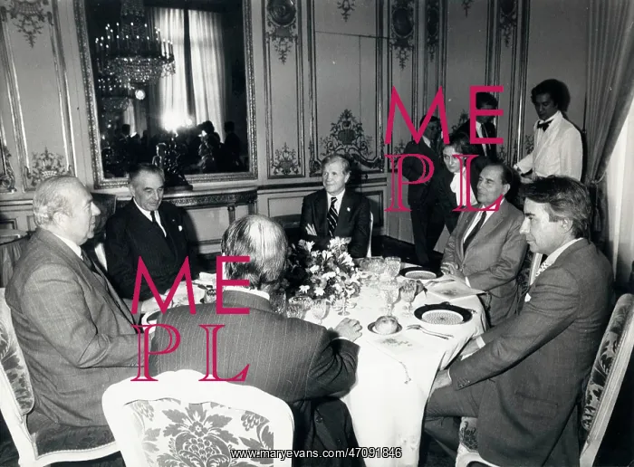 : President Mitterrand and George Shultz, Elysee Palace : President Mitterrand and George Shultz, Elysee Palace