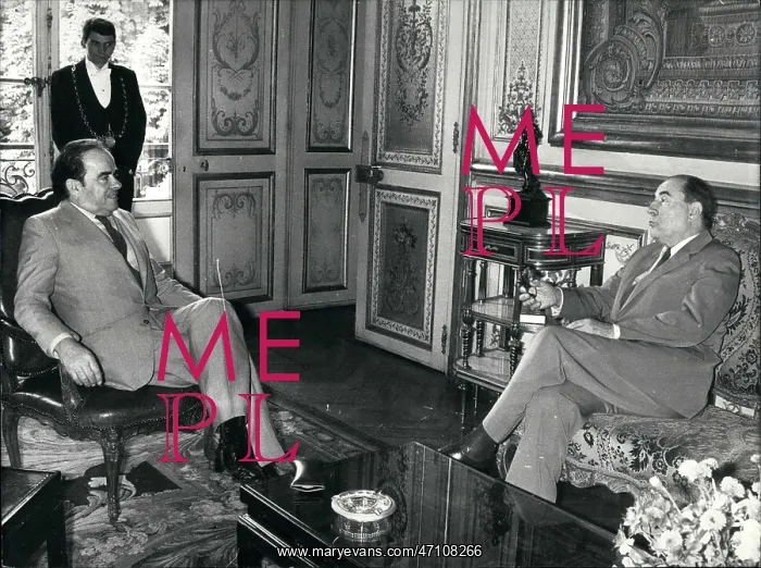 : President Mitterrand with Georges Marchais, Elysee Palace : President Mitterrand with Georges Marchais, Elysee Palace