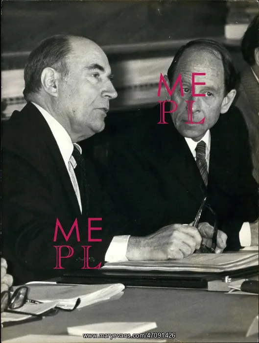 : President Mitterrand and Michel Jobert, Elysee Palace : President Mitterrand and Michel Jobert, Elysee Palace