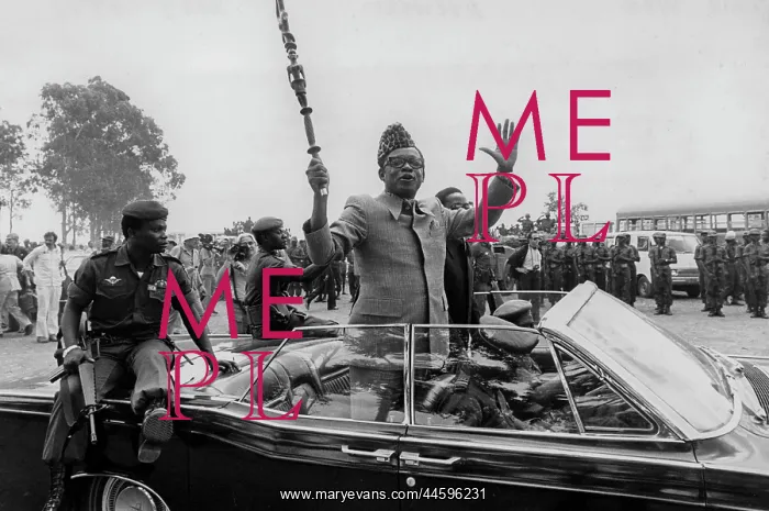: President Mobutu Sese Seko waves to welcoming : President Mobutu Sese Seko waves to welcoming