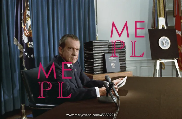 : President Nixon before his televised address about : President Nixon before his televised address about