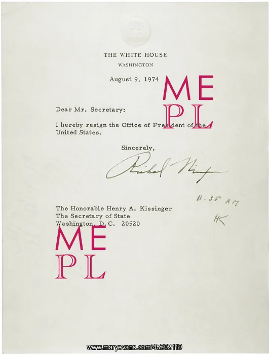 : President Nixon's letter of resignation ? : President Nixon's letter of resignation ?