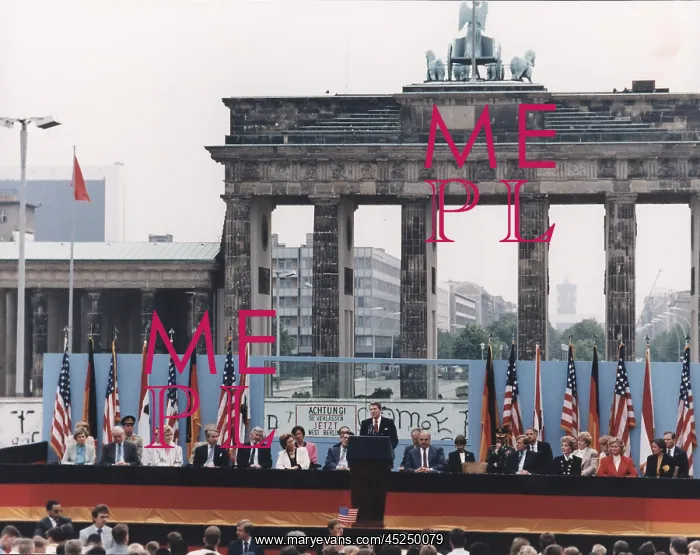 : President Reagan giving his famous Mr. Gorbachev : President Reagan giving his famous Mr. Gorbachev